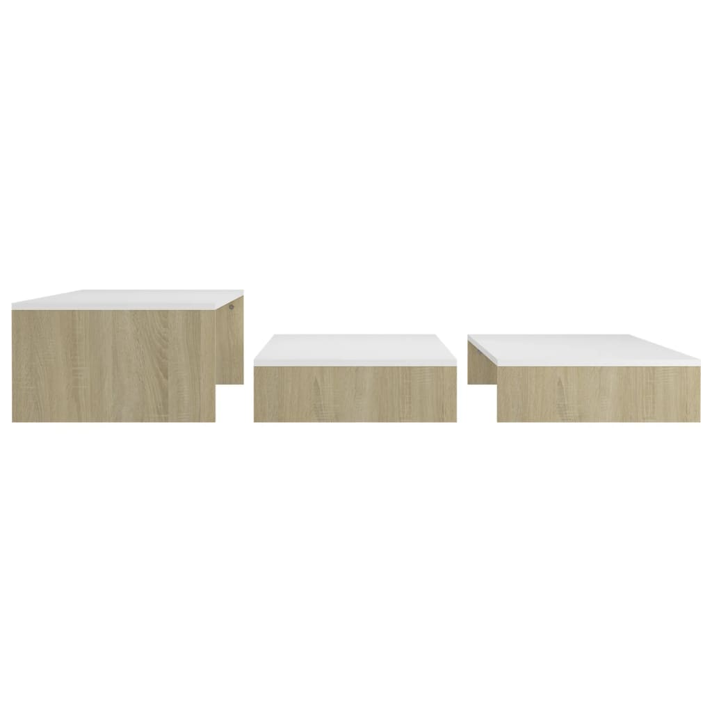 vidaXL Zasúvací konferenčný stolík biely a dub sonoma 100x100x26,5 cm