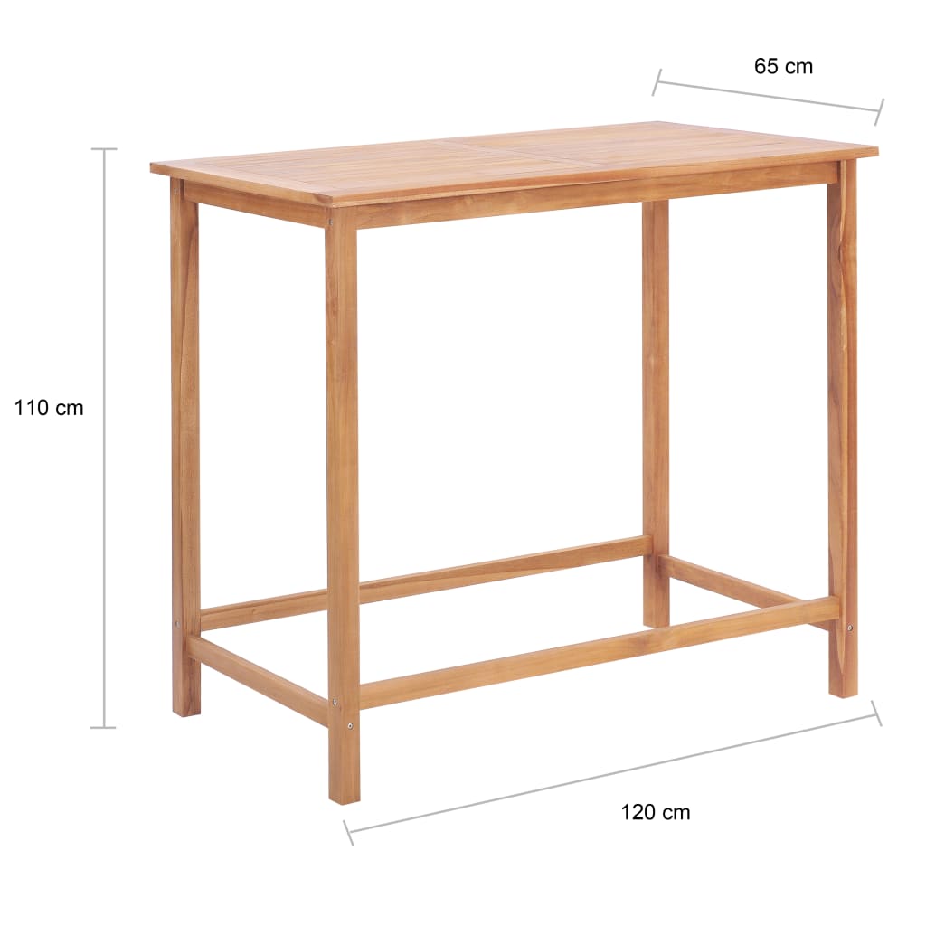 vidaXL Záhradný barový stôl 120x65x110 cm, tíkový masív