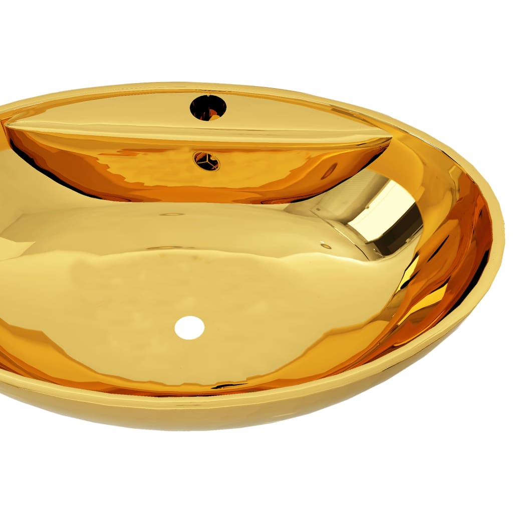 vidaXL Umývadlo s prepadom 58,5x39x21 cm keramické zlaté