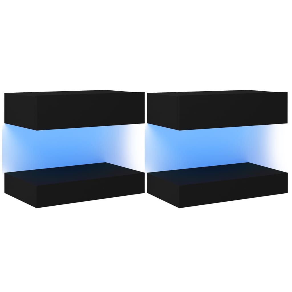 vidaXL TV skrinky s LED svetlami 2 ks čierne 60x35 cm
