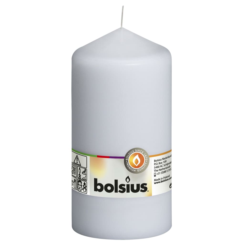 Bolsius Rustikálne valcové sviečky 8 ks 150x78 mm, biele
