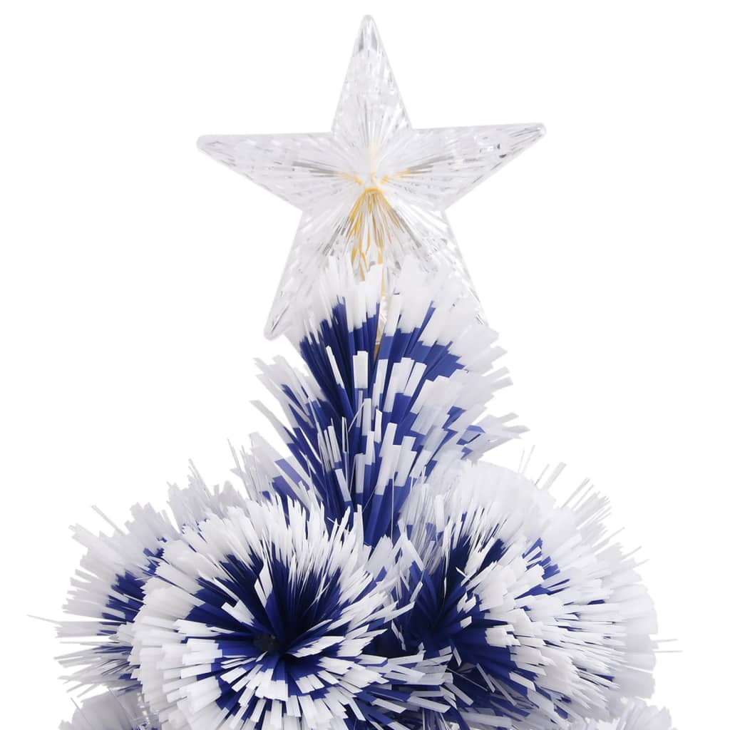 vidaXL Umelý vianočný stromček s LED biela a modrá 64 cm optické vlákno