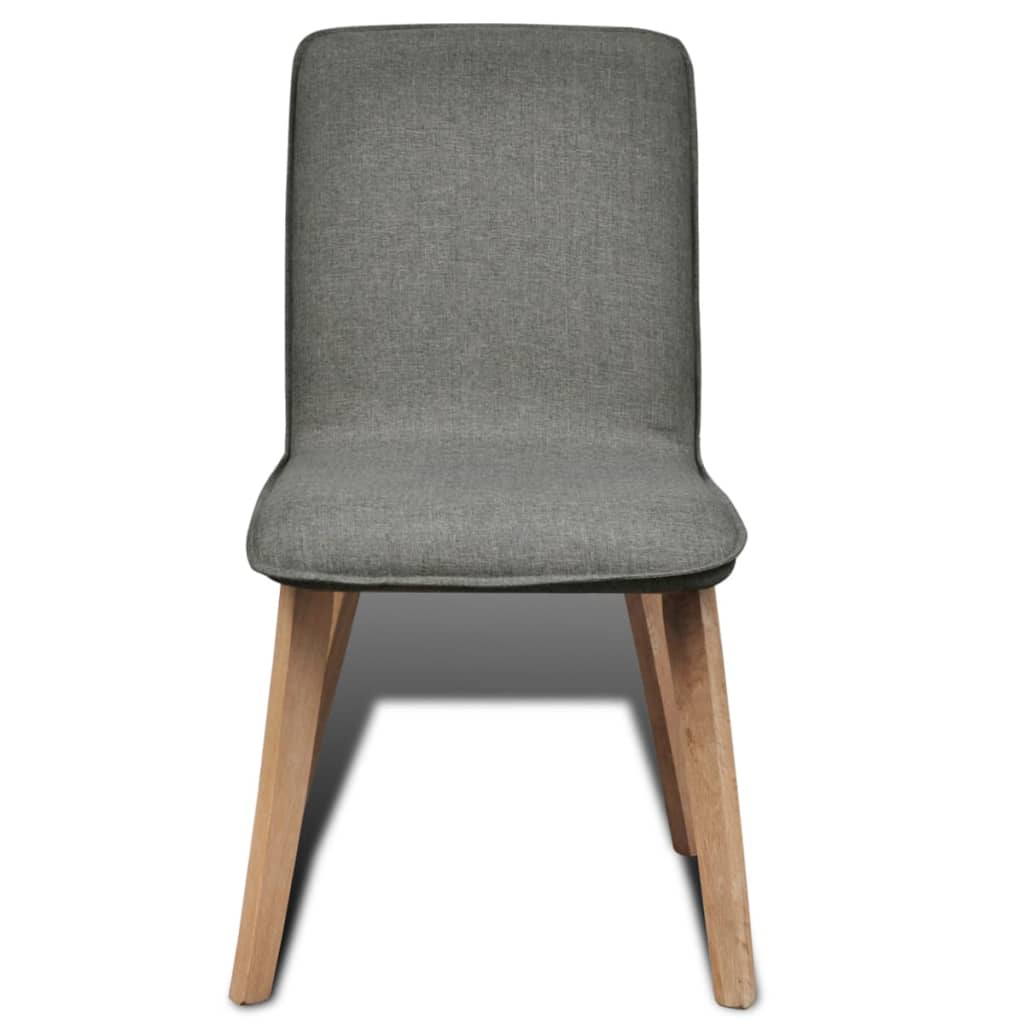 vidaXL Jedálenské stoličky 2 ks, svetlosivé, látka a dubový masív