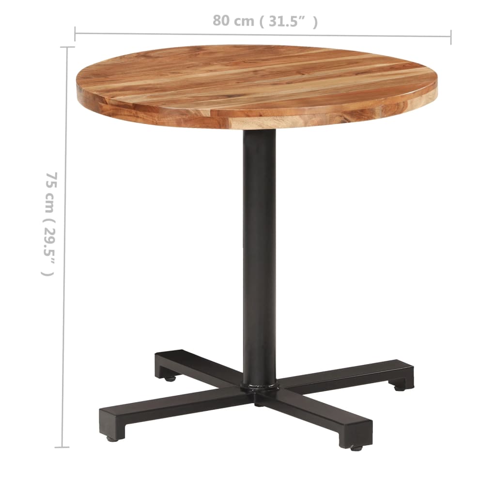 vidaXL Bistro stôl okrúhly Ø80x75 cm akáciový masív