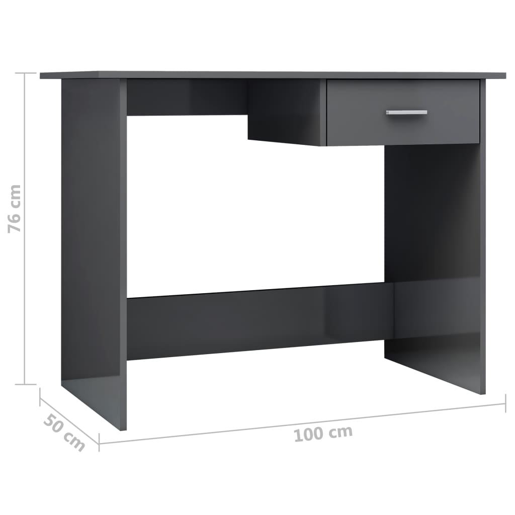 vidaXL Stôl lesklý sivý 100x50x76 cm drevotrieska