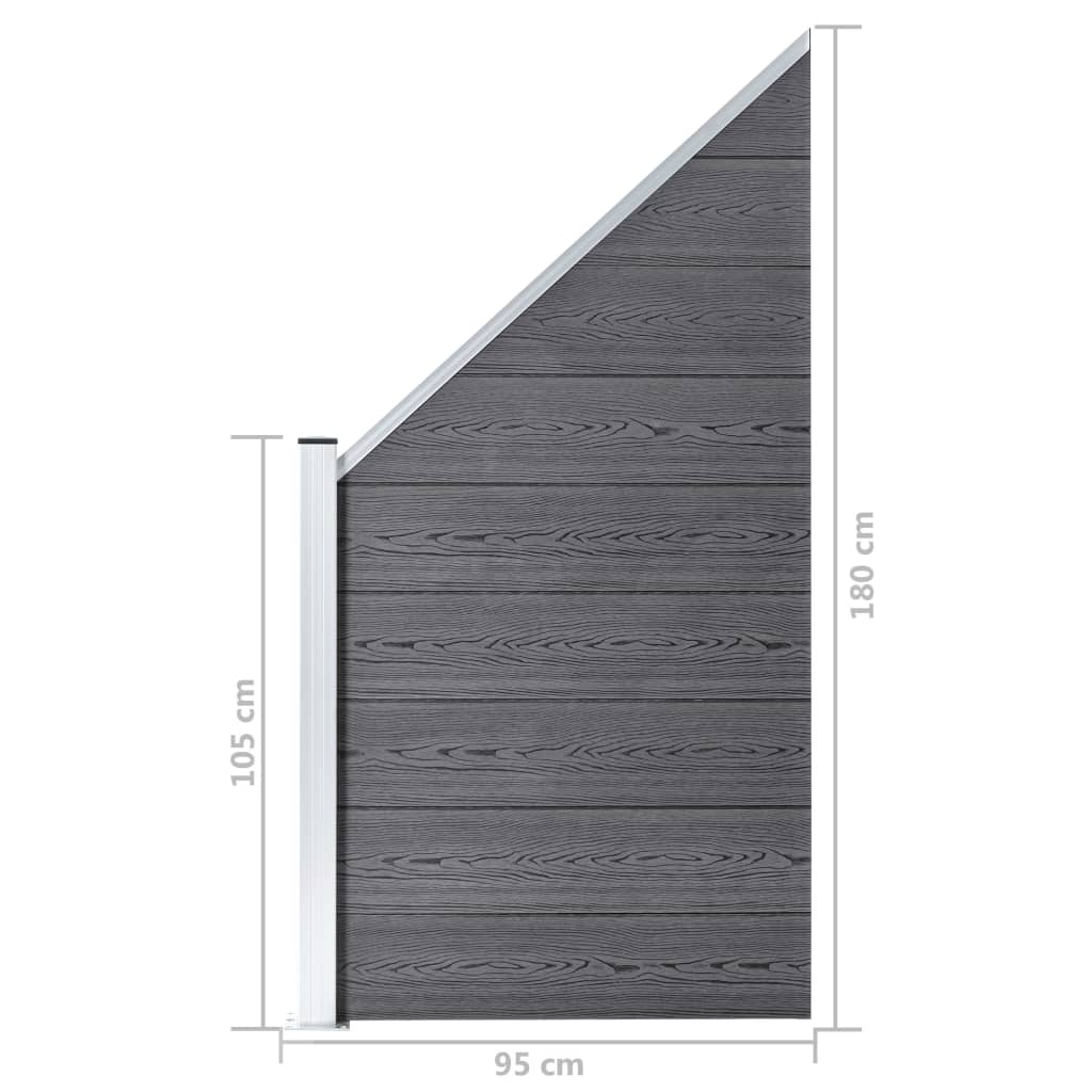 vidaXL WPC plot, 3 štvorcové + 1 zošikmený diel 619x186 cm, sivý