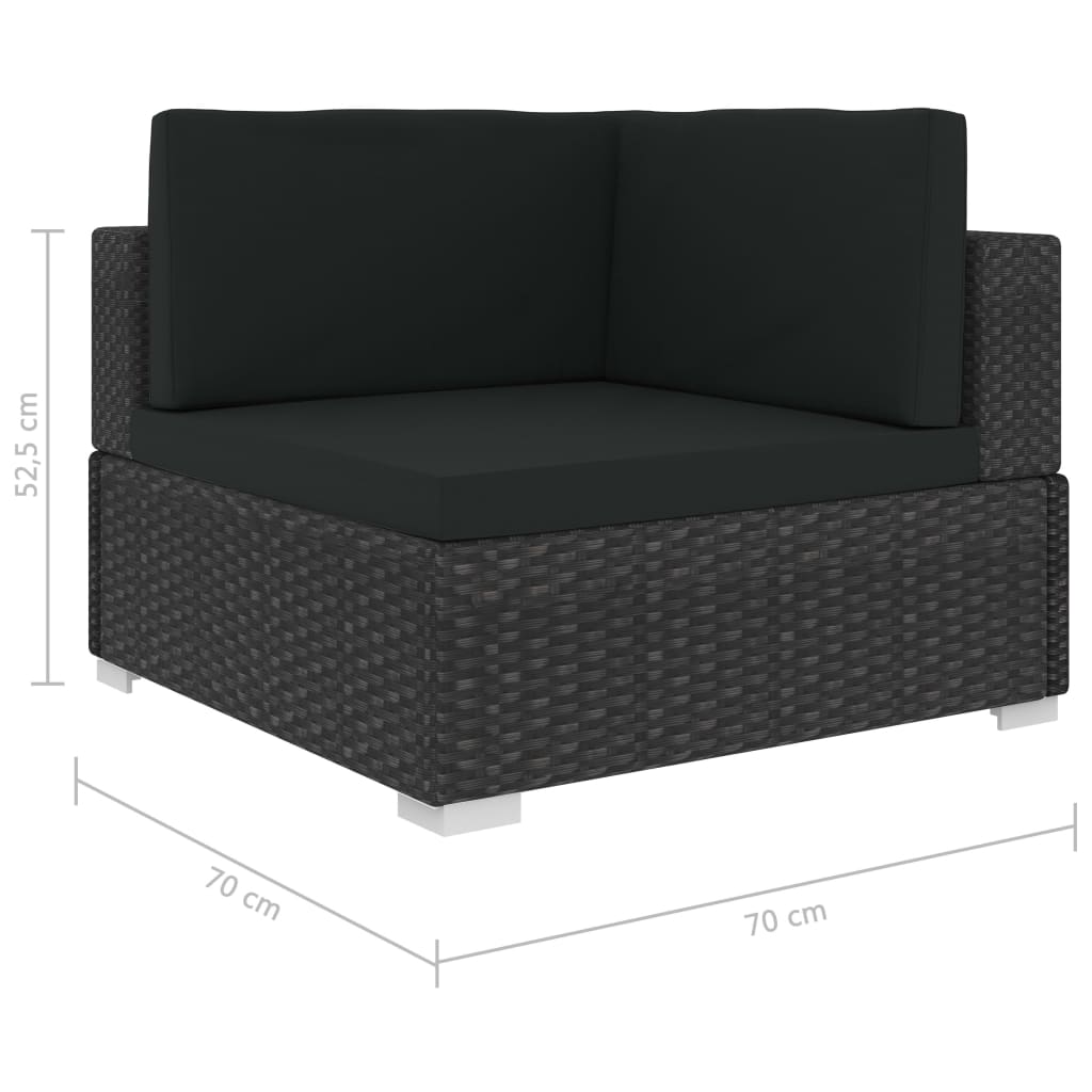 vidaXL 8-dielna záhradná sedacia súprava s podložkami, polyratan, čierna