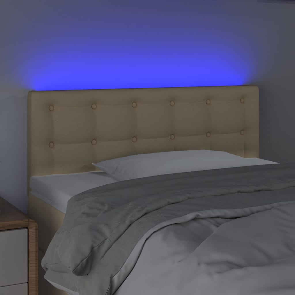 vidaXL Čelo postele s LED krémové 90x5x78/88 cm látka