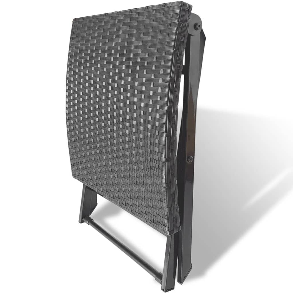vidaXL Skladacia stolička, polyratan, čierna