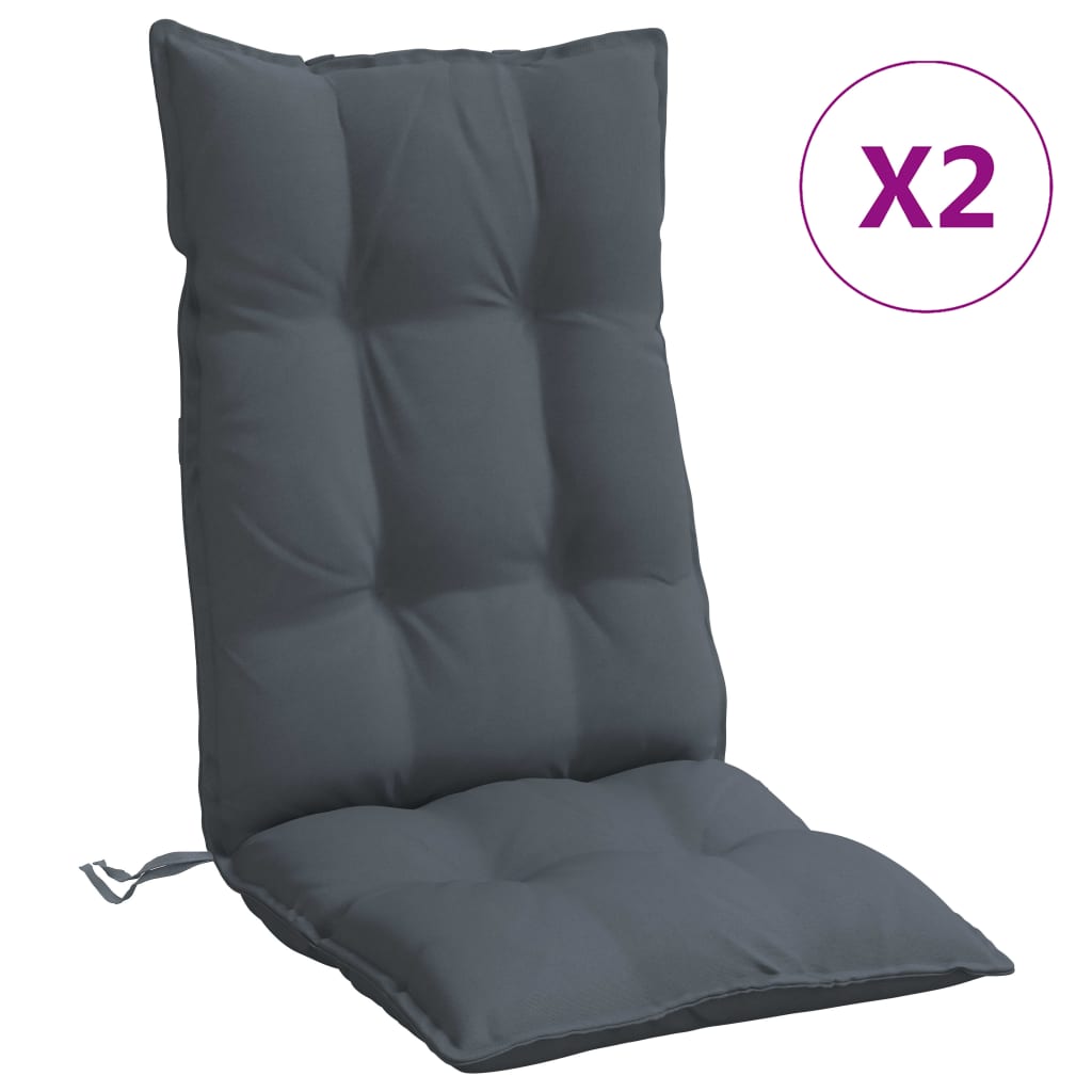 vidaXL Podušky na stoličky s vysokým operadlom 2 ks antracitové látka
