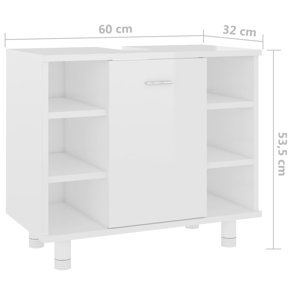 vidaXL 4-dielna súprava kúpeľňového nábytku,lesklá biela, drevotrieska