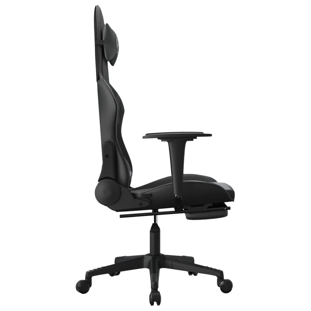 vidaXL Masážna herná stolička s podnožkou čierna umelá koža