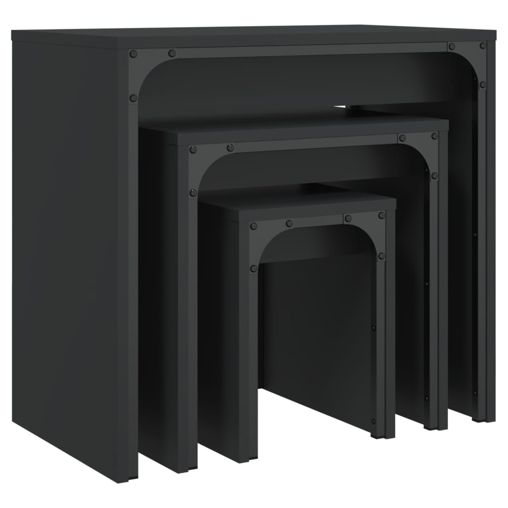 vidaXL Zasúvacie konferenčné stolíky 3 ks čierne kompozitné drevo