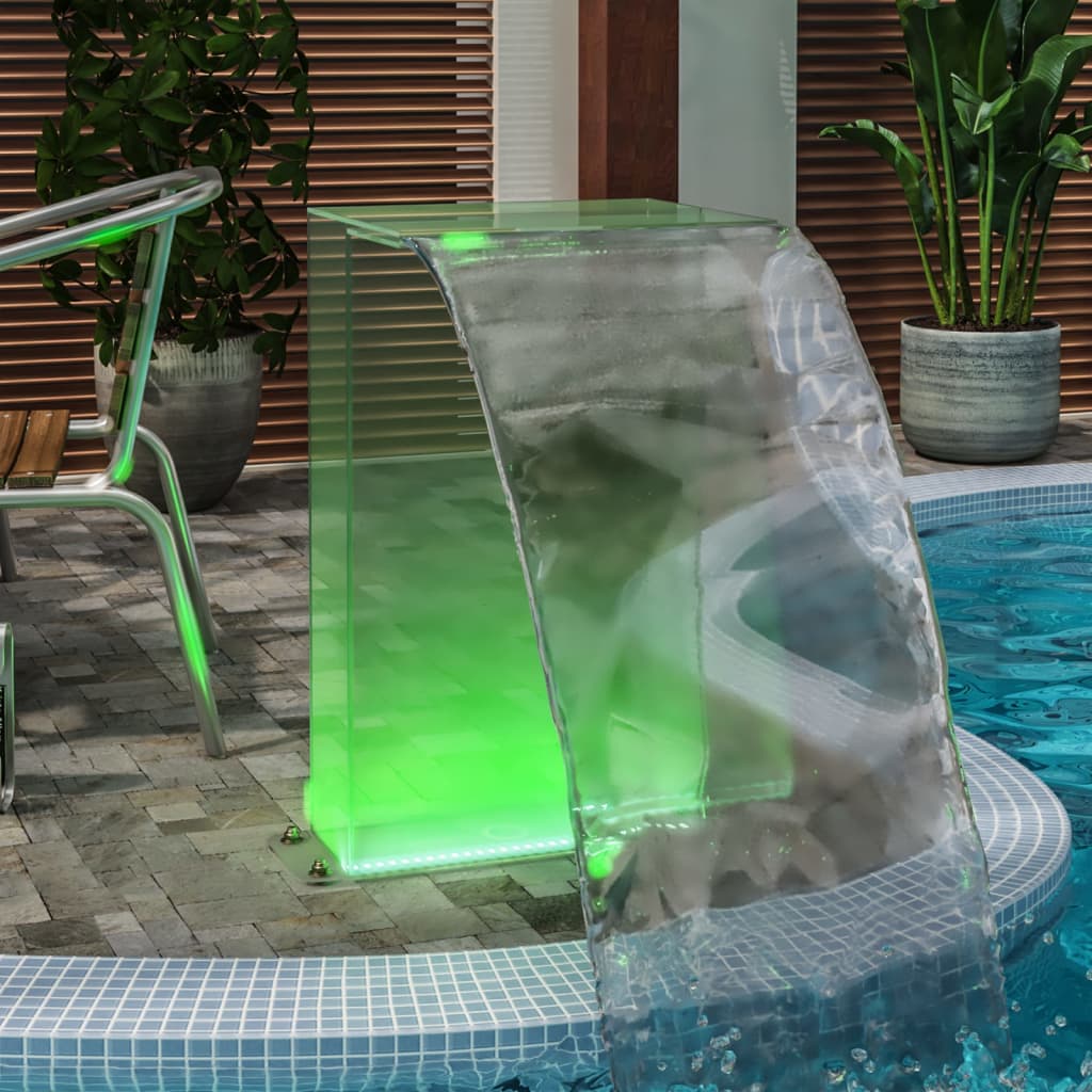 vidaXL Bazénová fontána s RGB LED a súpravou konektorov akryl 51 cm