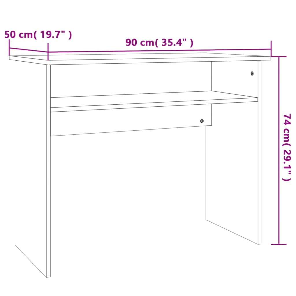vidaXL Písací stôl, dub sonoma 90x50x74 cm, drevotrieska