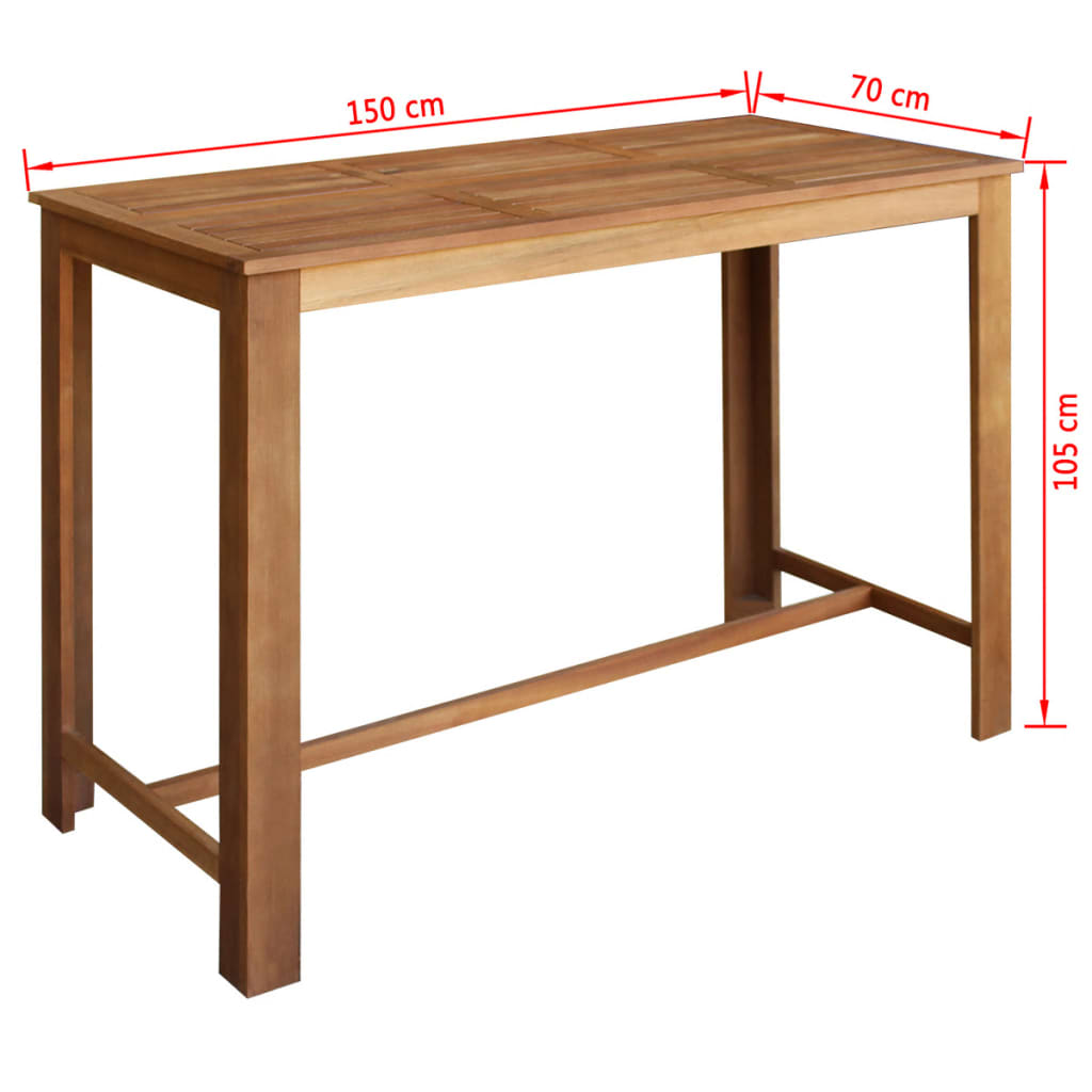 vidaXL 7-dielna súprava barového stola a stoličiek, masívne akáciové drevo