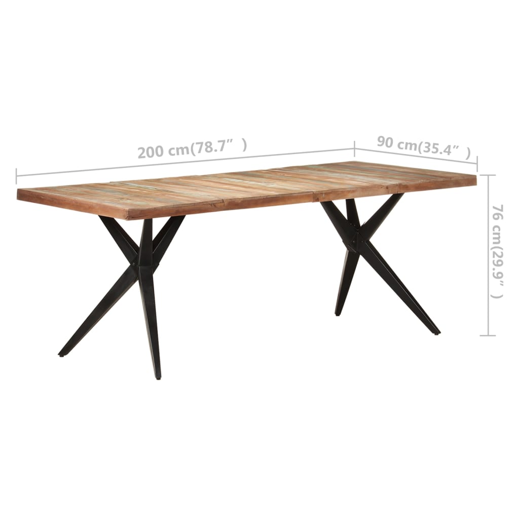 vidaXL Jedálenský stôl 200x90x76 cm recyklovaný masív