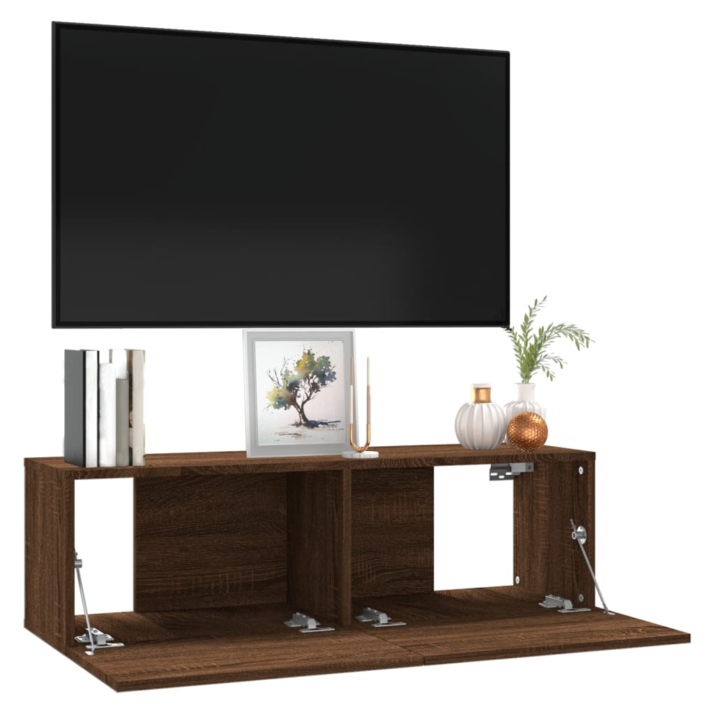 vidaXL Nástenná TV skrinka hnedý dub 100x30x30 cm spracované drevo