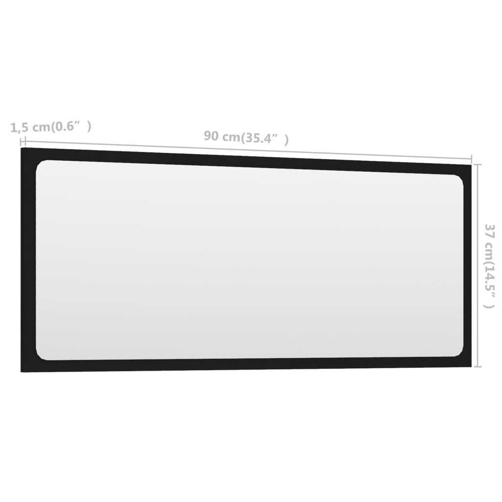 vidaXL Kúpeľňové zrkadlo, čierne 90x1,5x37 cm, kompozitné drevo
