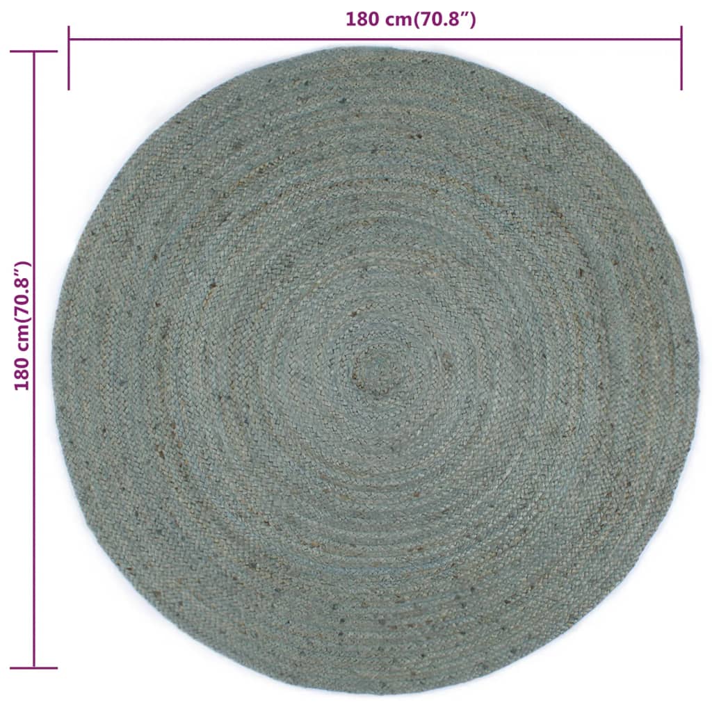 vidaXL Ručne vyrobený koberec olivovo-zelený 180 cm jutový okrúhly