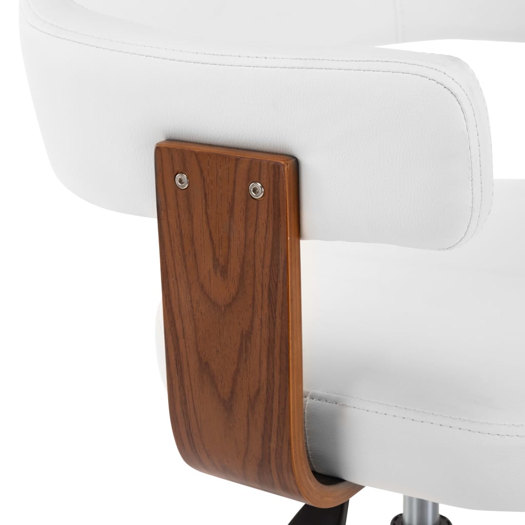 vidaXL Otočné jedálenské stoličky 4ks biele ohýbané drevo a umelá koža