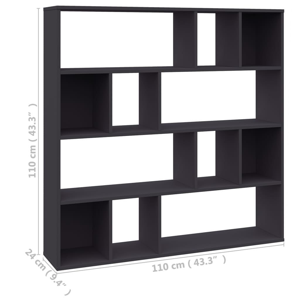 vidaXL Knižnica/deliaca stena, sivá 110x24x110 cm, kompozitné drevo