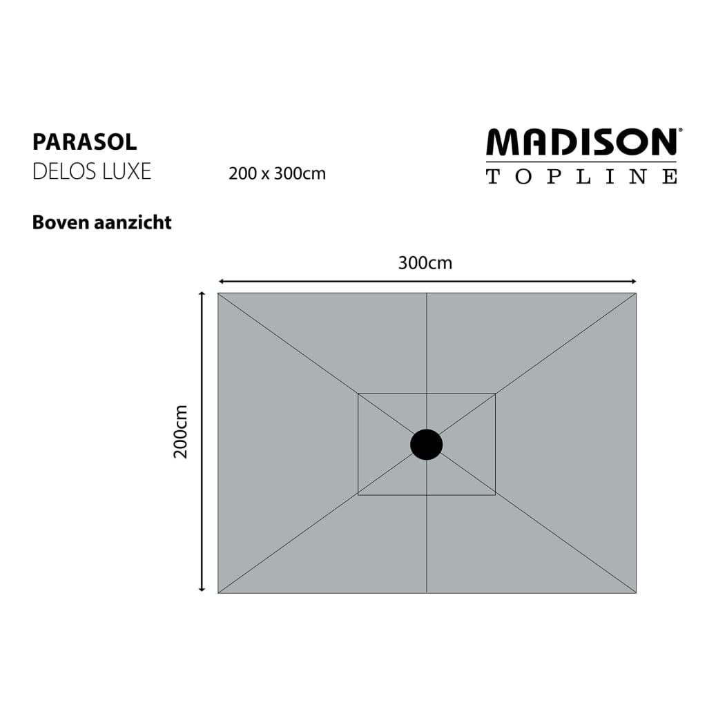 Madison Slnečník Delos Luxe 300x200 cm, sivý PAC5P014