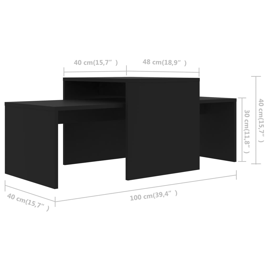 vidaXL Konferenčné stolíky, čierne 100x48x40 cm, drevotrieska