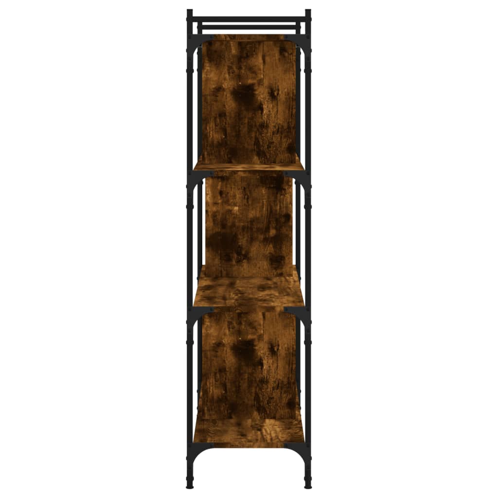 vidaXL Knižnica 4-poschodová dymový dub 76x32x123 cm kompozitné drevo