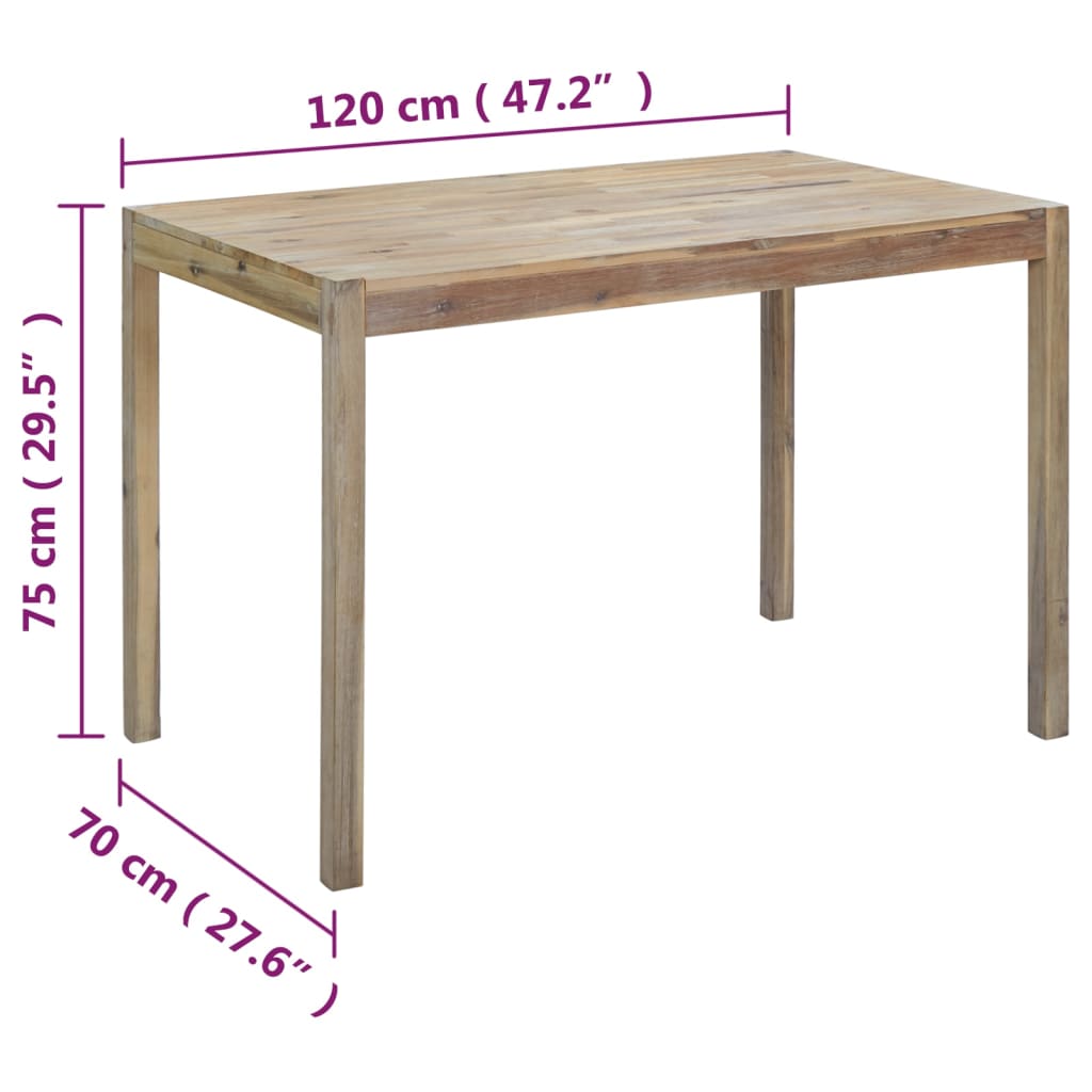 vidaXL Jedálenský stôl z akáciového dreva 120x70x75 cm