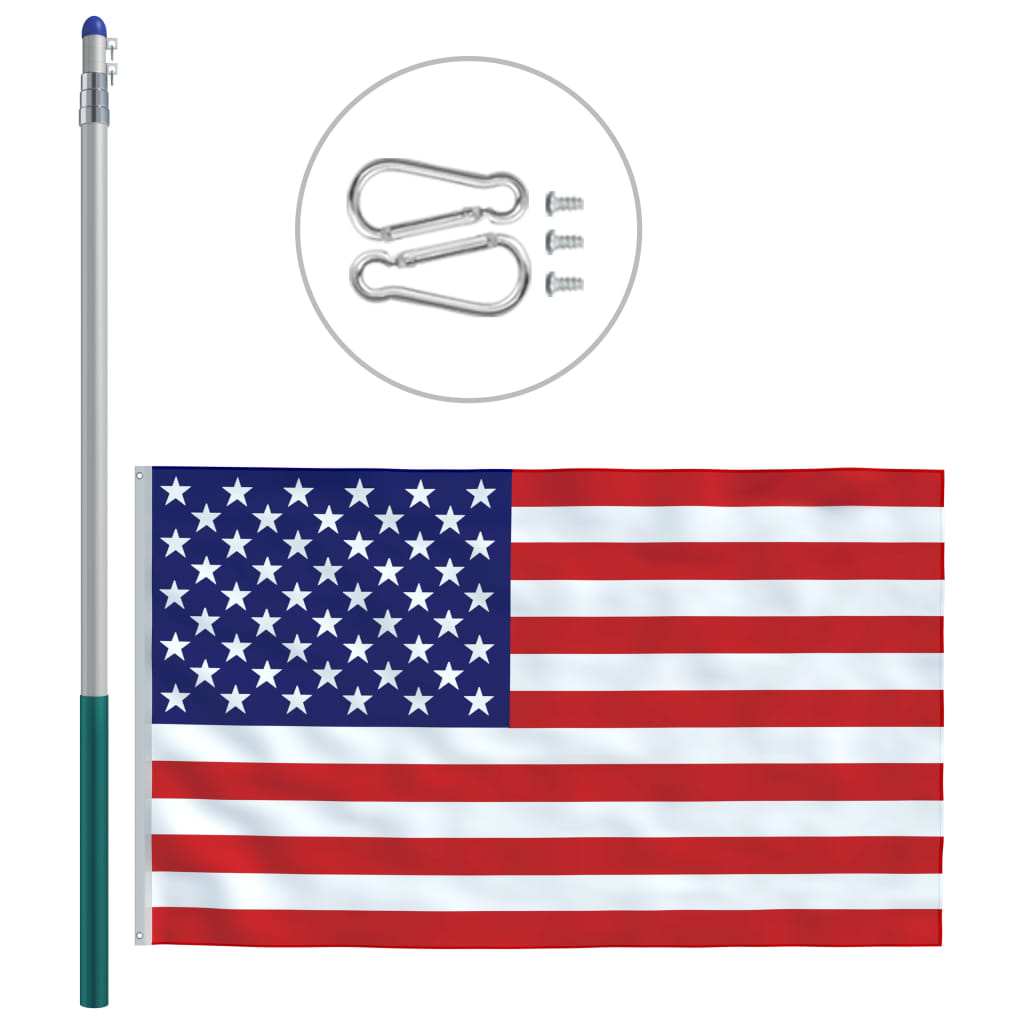 vidaXL Americká vlajka a stĺp 6 m hliníkový