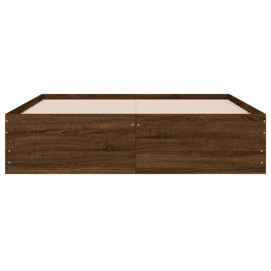 vidaXL Posteľný rám so zásuvkami hnedý dub 120x190 cm kompozitné drevo