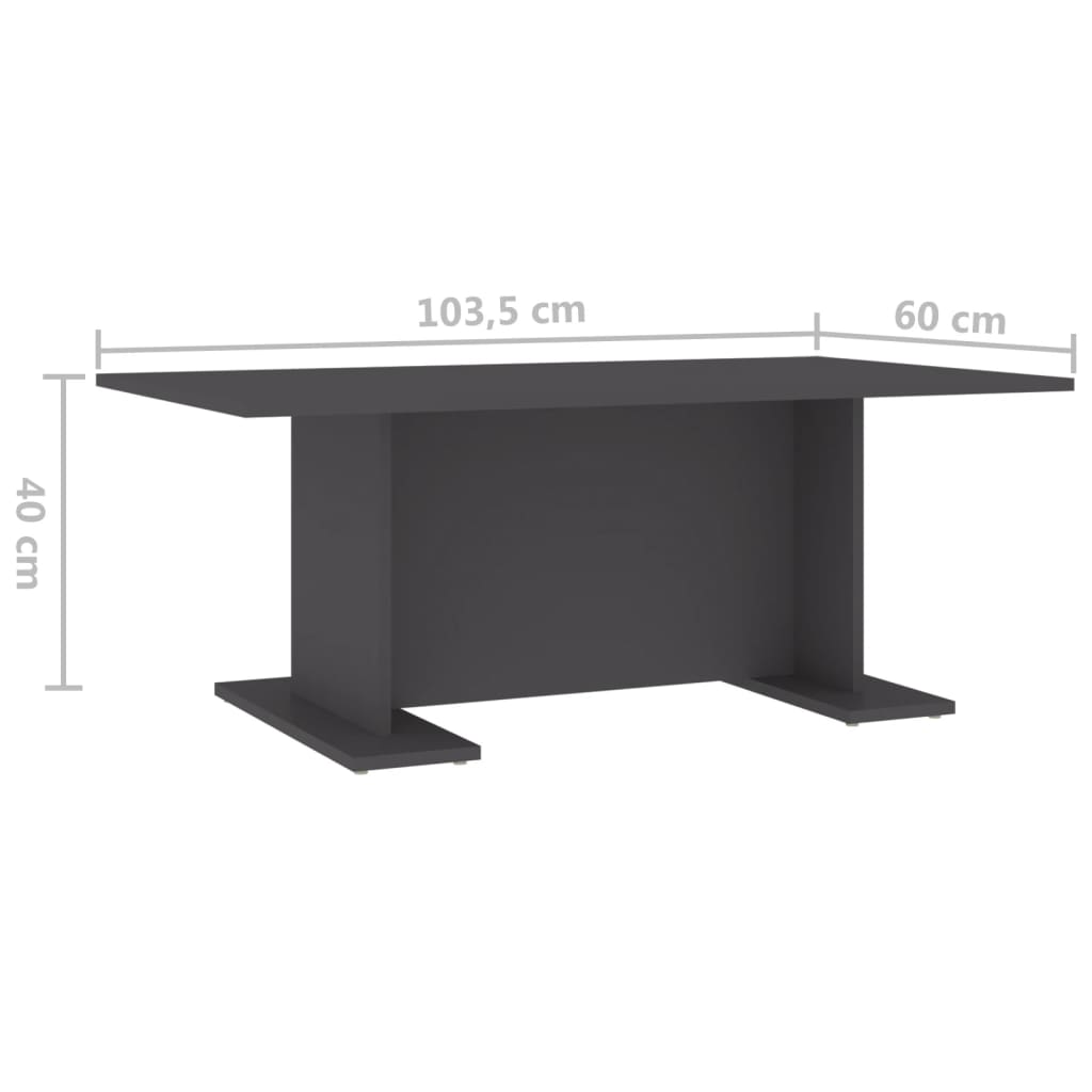 vidaXL Konferenčný stolík sivý 103,5x60x40 cm drevotrieska