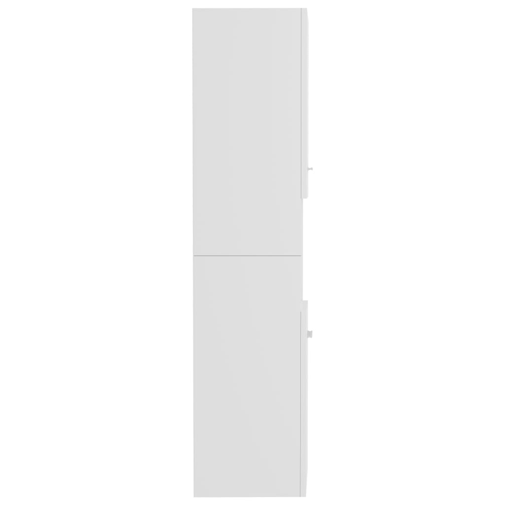 vidaXL Skrinka do kúpeľne lesklá biela 30x30x130 cm drevotrieska