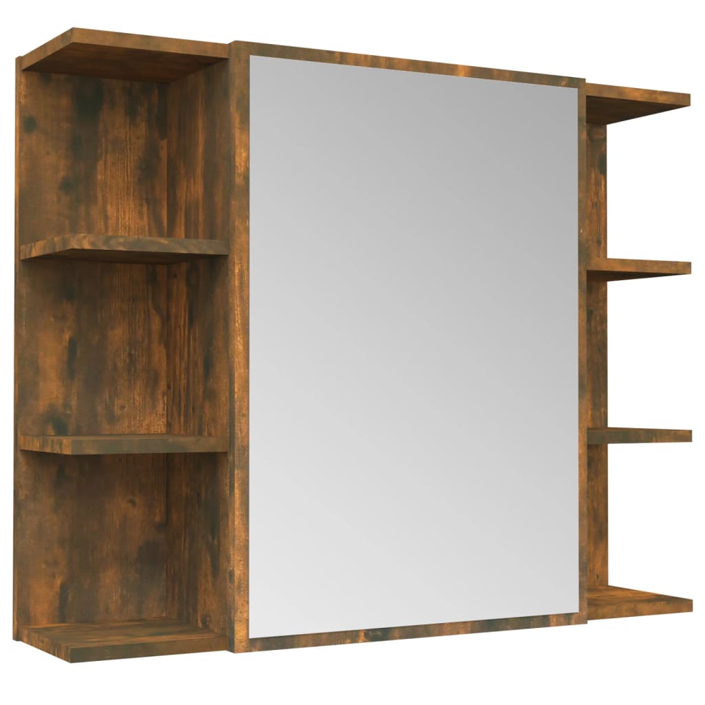 vidaXL Zrkadlová skrinka dymový dub 80x20,5x64 cm spracované drevo