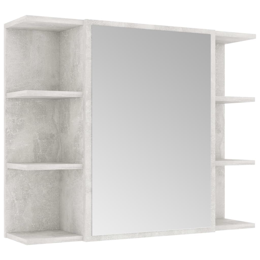 vidaXL Skrinka so zrkadlom, betónovo sivá 80x20,5x64 cm, drevotrieska