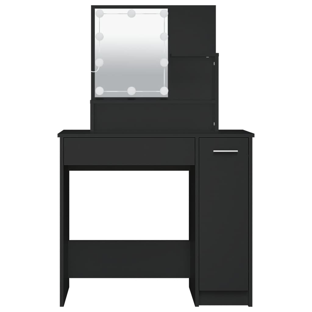 vidaXL Toaletný stolík s LED čierny 86,5x35x136 cm