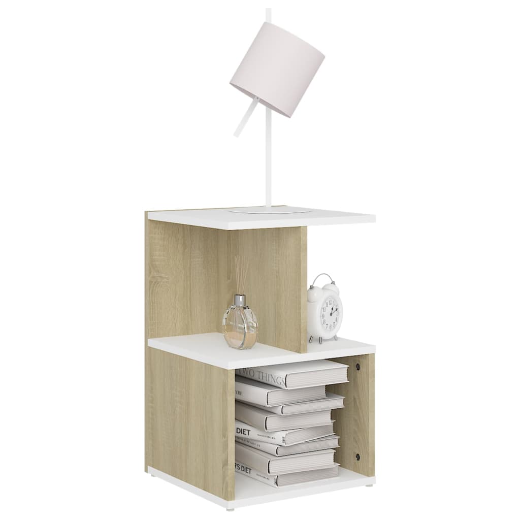 vidaXL Nočné stolíky 2 ks, biela+sonoma 35x35x55 cm, kompozitné drevo