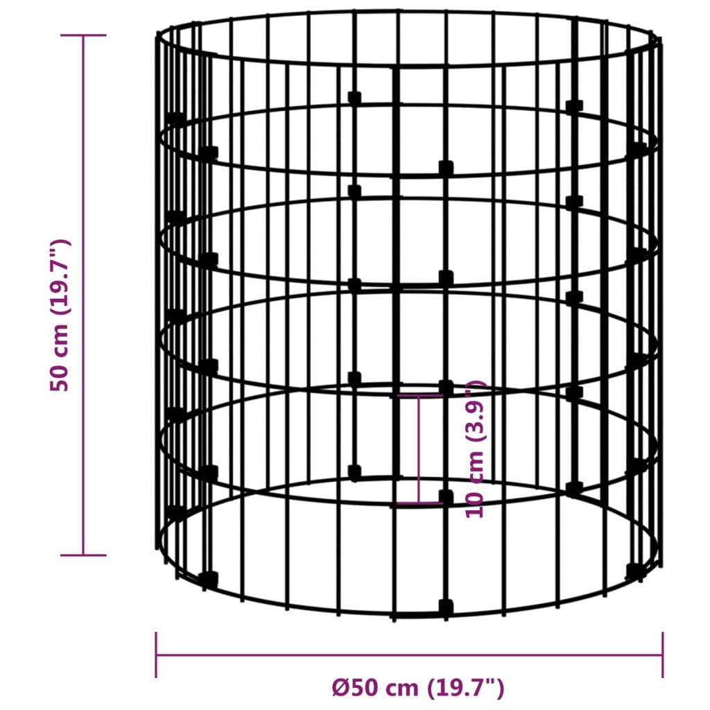 vidaXL Kruhový gabiónový stĺp, pozinkovaná oceľ Ø50x50 cm