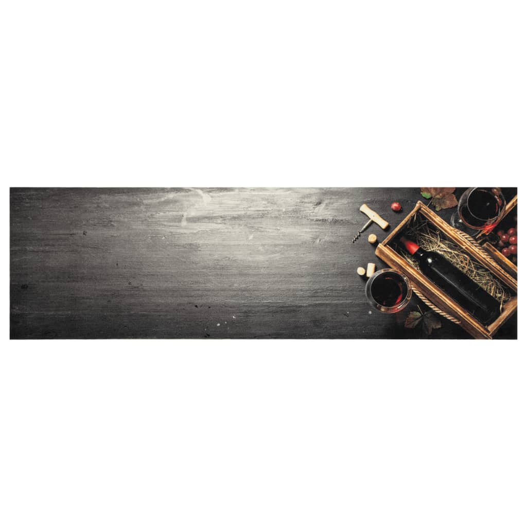vidaXL Kuchynský koberec, prateľný, Fľaša vína 45x150 cm, zamat