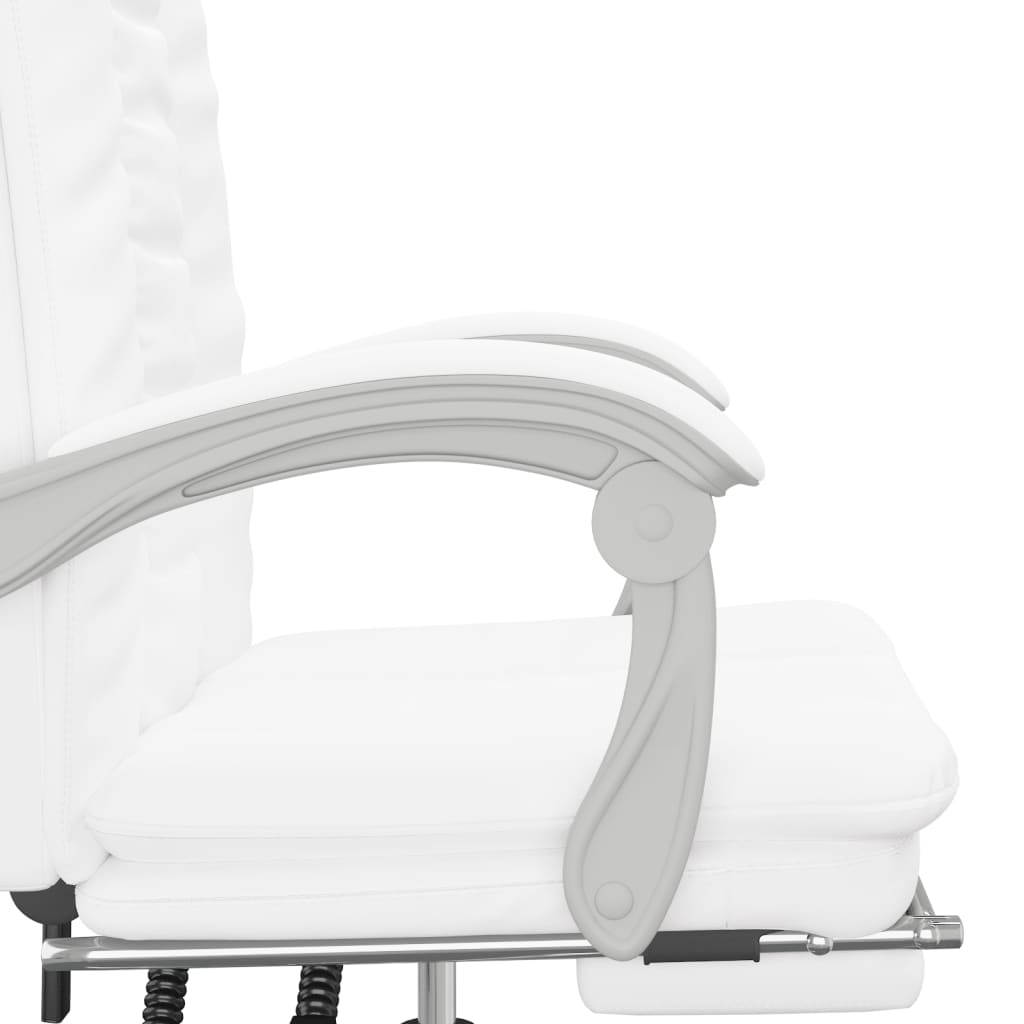 vidaXL Sklápacie masážne kancelárske kreslo biele umelá koža