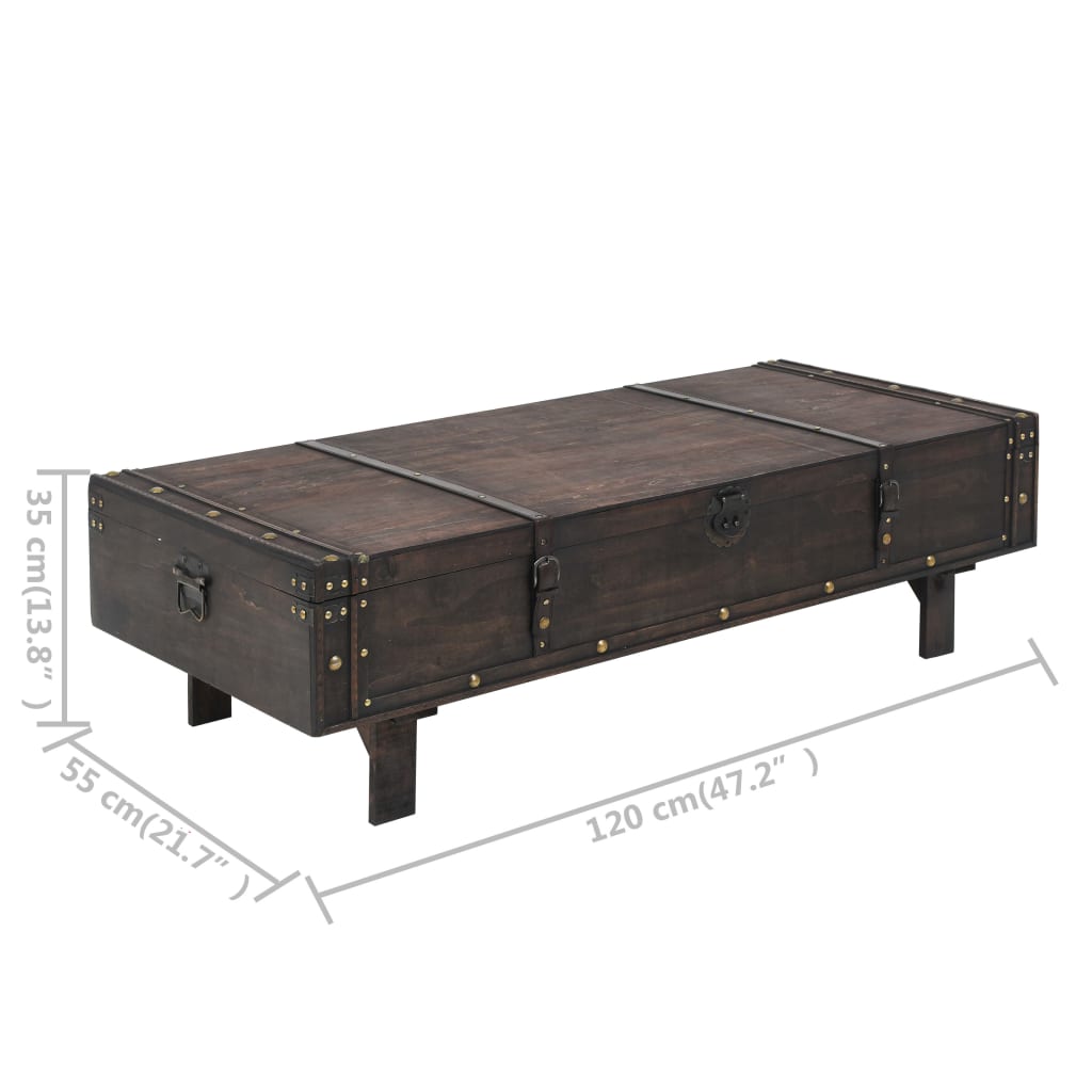 vidaXL Konferenčný drevený stolík s vintage prevedením 120x55x35 cm