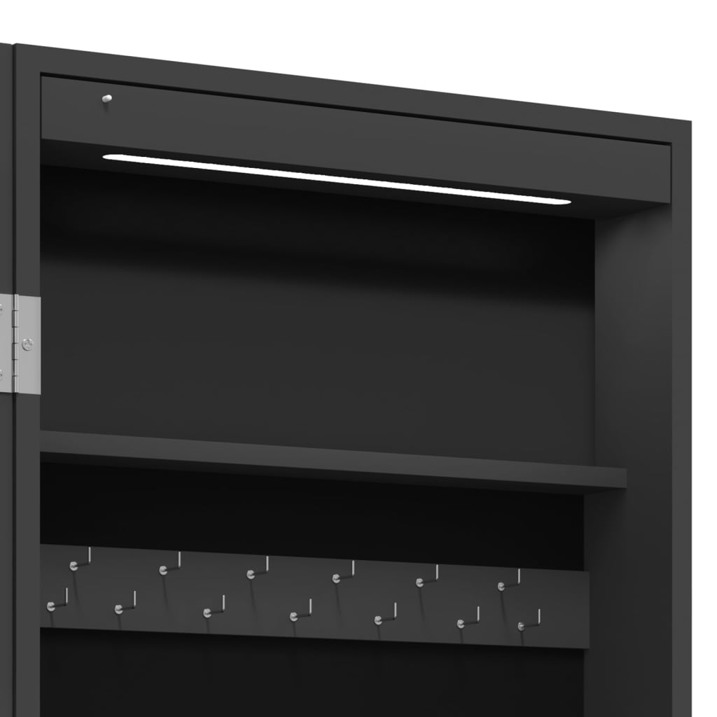 vidaXL Zrkadlová skrinka na šperky s LED svetlami voľne stojaca čierna