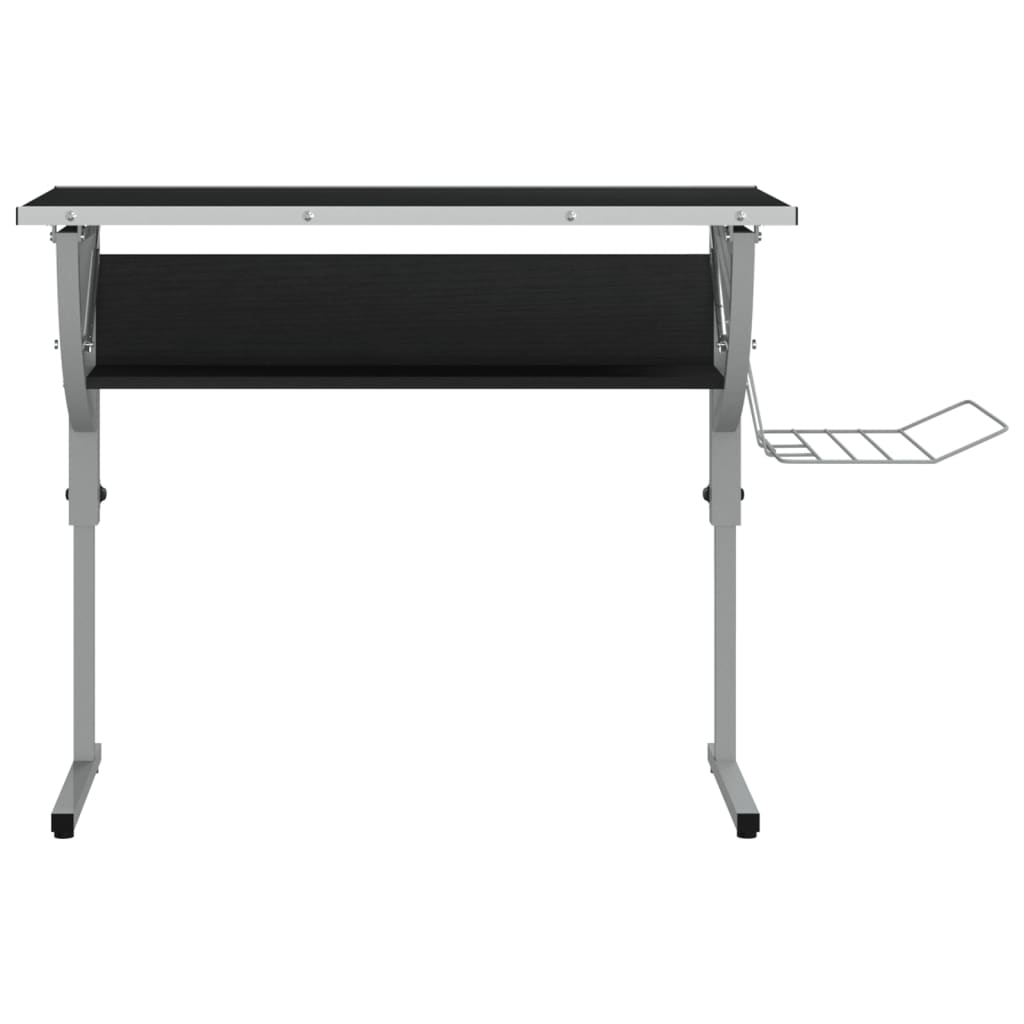 vidaX Písací stôl čierny a sivý 110x53x(58-87)cm spracované drevo oceľ