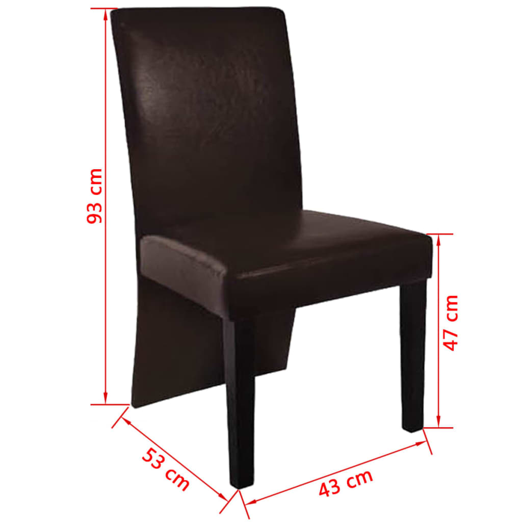 vidaXL Jedálenské stoličky 4 ks, tmavohnedé, umelá koža