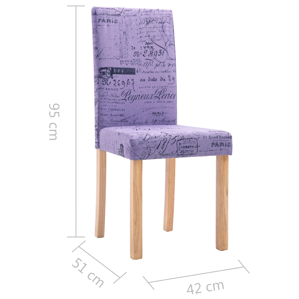 vidaXL Jedálenské stoličky 2 ks, fialové, látka