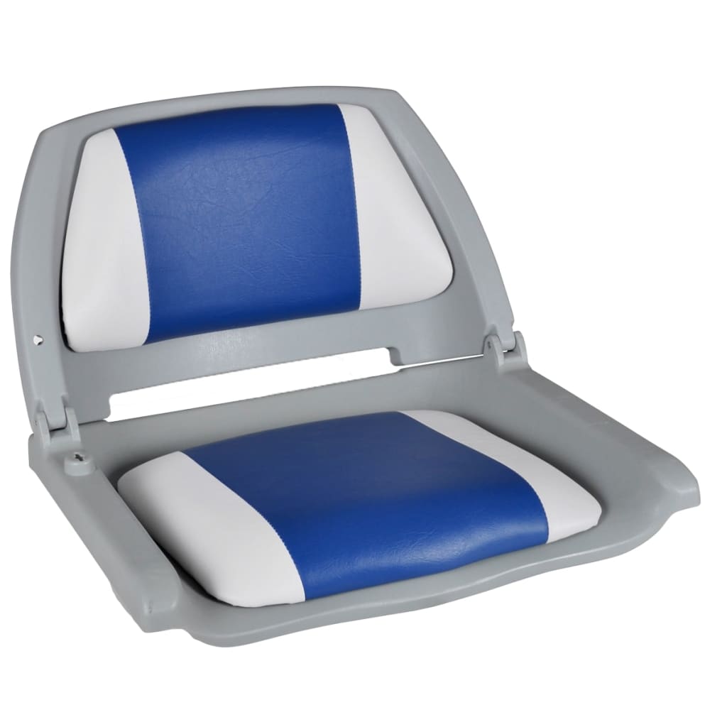 vidaXL Lodné sedadlá 2 ks sklopné s operadlom a modro-bielym vankúšom 41x51x48 cm