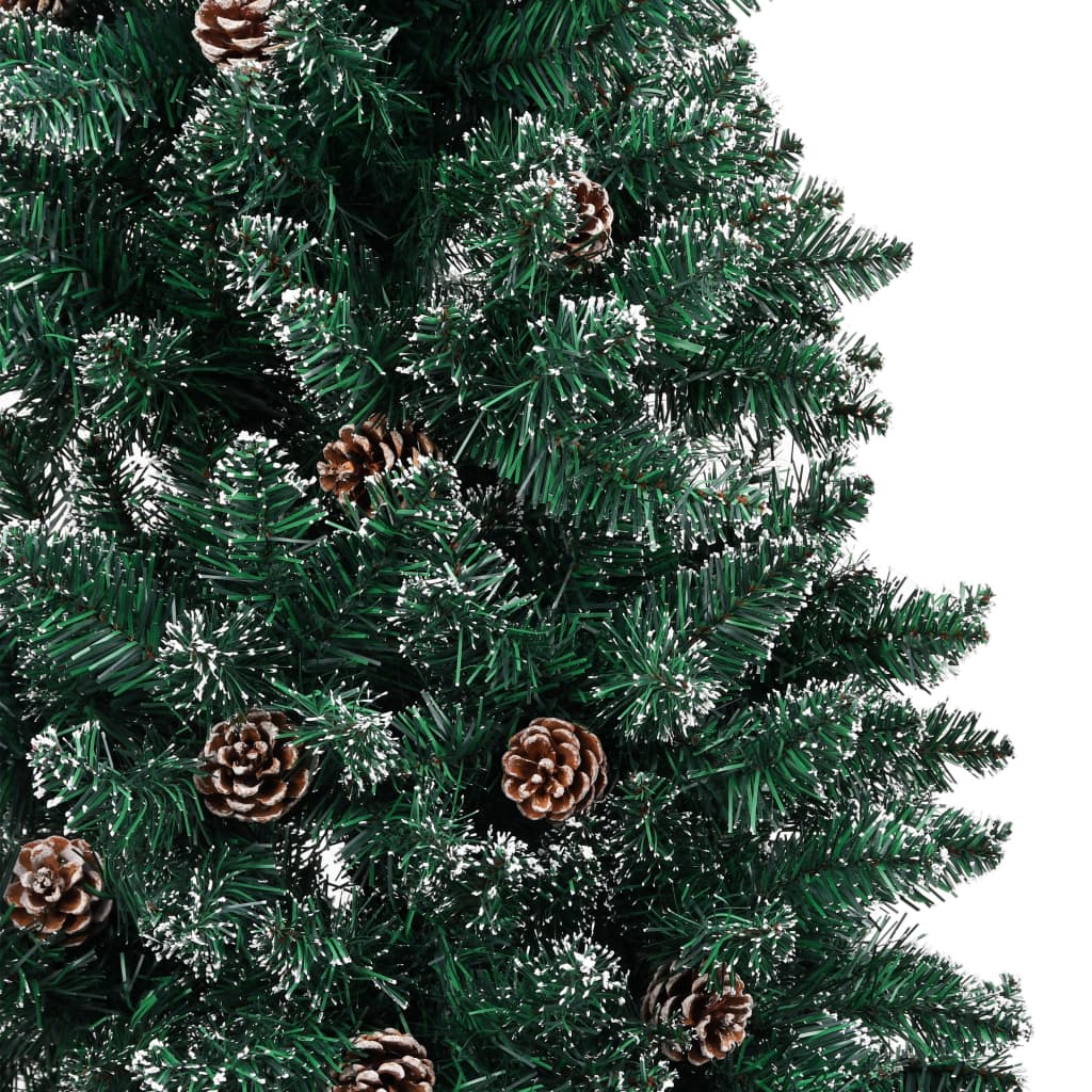 vidaXL Úzky vianočný stromček, pravé drevo a biely sneh, zelený 210 cm