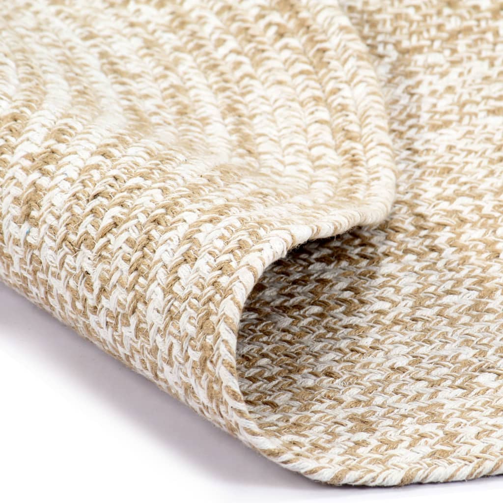 vidaXL Ručne vyrobený jutový koberec biely a prírodný 90 cm