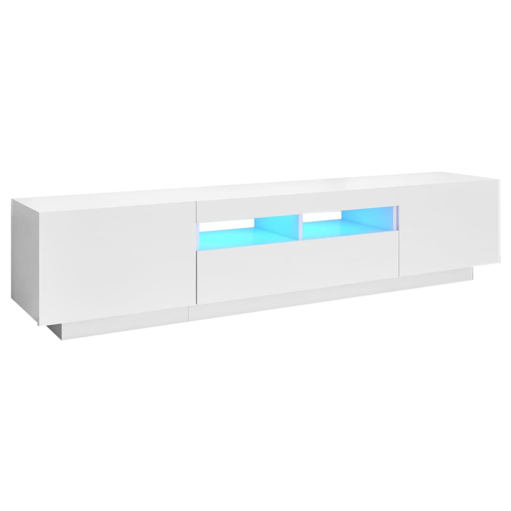 vidaXL TV skrinka s LED svetlami biela 180x35x40 cm